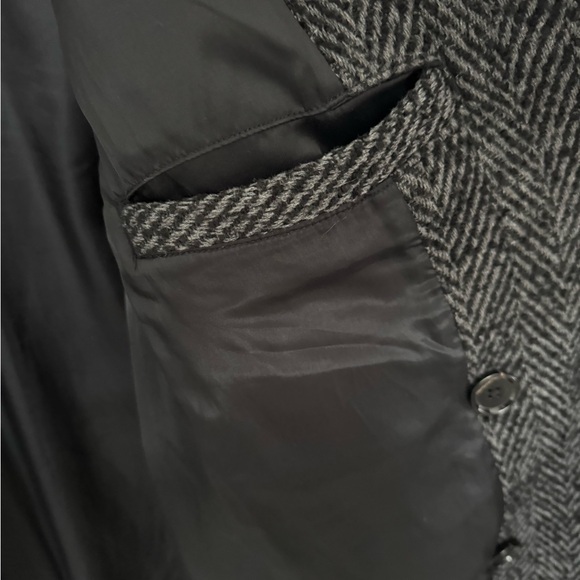 Abercrombie & Fitch Men's Black and Gray Wool Blend Top Coat - Picture 3 of 5